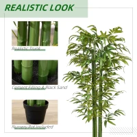 HOMCOM Set of 2 6 FT Artificial Tree Bamboo Tree Fake Plants in Pot for Home Office Living Room Decor, Green(m-4)