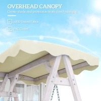 Outsunny 2 Seater Patio Swing with Stand, Canopy and Cushion, Outdoor Swing Chair Wooden Swinging Bench(m-6)