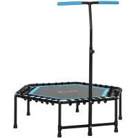 Soozier 45" Rebounder Trampoline for Adult, Quiet Bungee Rebounder with Adjustable Handle, Blue(m-11)