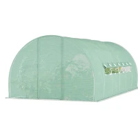 Outsunny 20' x 10' x 6.5' Walk-in Tunnel Greenhouse, Outdoor Green House with Hinged Door, Mesh Windows, Gardening Tent Plant House, Green(m-11)