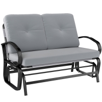 Outsunny Outdoor Glider Bench, 2-Person Patio Rocker Loveseat with Tufted Cushions, Steel Frame for Porch, Garden Backyard, Gray