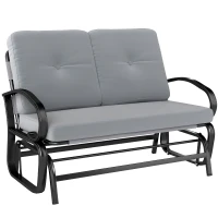 Outsunny Outdoor Glider Bench, 2-Person Patio Rocker Loveseat with Tufted Cushions, Steel Frame for Porch, Garden Backyard, Gray(m-1)