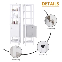 HOMCOM Tall Bathroom Storage Cabinet, Narrow Freestanding Linen Tower with Shelves & Compact Design, White(m-6)