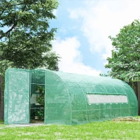 Outsunny 20' x 10' x 6.5' Walk-in Tunnel Greenhouse, Outdoor Green House with Hinged Door, Mesh Windows, Gardening Tent Plant House, Green(m-2)