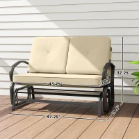 Outsunny Outdoor Glider Bench, 2-Person Patio Rocker Loveseat with Tufted Cushions, Steel Frame for Porch, Garden Backyard, Beige(m-3)