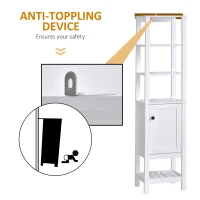 HOMCOM Tall Bathroom Storage Cabinet, Narrow Freestanding Linen Tower with Shelves & Compact Design, White(m-7)