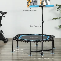 Soozier 45" Rebounder Trampoline for Adult, Quiet Bungee Rebounder with Adjustable Handle, Blue(m-7)