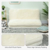 HOMCOM Bean Bag Floor Sofa Bed, Contemporary Plush Wide Folding Floor Mattress, Foam Filling Wall Couch Sleeper, Cream White(m-6)
