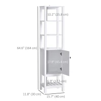 HOMCOM Tall Bathroom Storage Cabinet, Narrow Freestanding Linen Tower with Shelves & Compact Design, White(m-3)