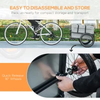 Aosom Steel Trailer for Bike, Bicycle Cargo Trailer with Storage Box, Safe Reflectors, Max Load 88LBS(m-7)