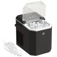 HOMCOM Portable Ice Maker, Self Cleaning Ice Machine with 9 Ice Cubes Ready in 6 Mins, 26lbs/24Hrs, 2 Sizes of Bullet Ice(m-11)