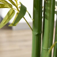 HOMCOM Set of 2 6 FT Artificial Tree Bamboo Tree Fake Plants in Pot for Home Office Living Room Decor, Green(m-10)