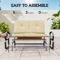 Outsunny Outdoor Glider Bench, 2-Person Patio Rocker Loveseat with Tufted Cushions, Steel Frame for Porch, Garden Backyard, Beige(m-7)