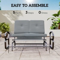 Outsunny Outdoor Glider Bench, 2-Person Patio Rocker Loveseat with Tufted Cushions, Steel Frame for Porch, Garden Backyard, Gray(m-7)