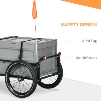 Aosom Steel Trailer for Bike, Bicycle Cargo Trailer with Storage Box, Safe Reflectors, Max Load 88LBS(m-6)