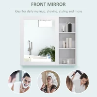 kleankin MDF Medicine Cabinet with Mirror, Bathroom Storage Cabinet with 3-tier Shelves, Wall Mounted, White(m-6)