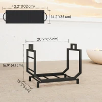 Outsunny Firewood Rack Outdoor, Heavy-Duty Log Holder with Log Tote Bag for Fireplace, Indoor Fire Wood Storage Rack(m-3)