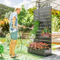 Outsunny Trellis Planter for Climbing Plants, Raised Garden Bed with Trellis, Planter Box for Outdoor Garden, Black(m-9)