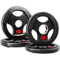 Soozier Weight Plates Set, 2-Inch Barbell Weights Set w/Tri-Grips for Weightlifting and Strength Training, 2 x 6lbs, 2 x 11lbs(m-11)