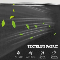 Outsunny Patio Double Glider Chair with Glass Top Center Table, Outdoor Glider Chair with High Back,  Sling Fabric for Garden, Bench, Black(m-5)