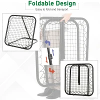 Soozier Soccer Rebounder Net, 3' x 3', Angle Adjustable Baseball Rebounder Net Training Equipment Aid with Quick Folding Design for Teens & Adults, Kickback Target Goal Play(m-5)