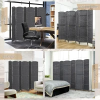 HOMCOM Folding Room Divider Screen 6 Panel 5.6' Tall Privacy Screen Freestanding Room Partition for Home Office, Charcoal Gray(m-7)