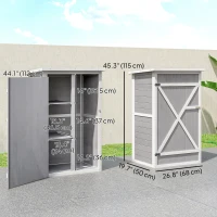 Outsunny 29.9"x21.7"x45.3" Garden Storage Shed with Asphalt Roof, Outdoor Storage Cabinet w/ Shelves, Grey(m-3)