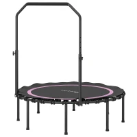 Soozier 45" Rebounder Trampoline for Adults, Foldable Mini Trampoline with Adjustable Handle Bar for Indoor Outdoor, Pink(m-1)