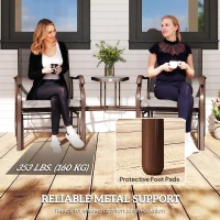 Outsunny Patio Double Glider Chair with Glass Top Center Table, Outdoor Glider Chair with High Back,  Sling Fabric for Garden, Bench, Brown(m-7)