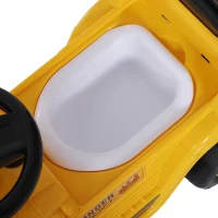 HOMCOM Ride-On Toy Bulldozer with Bucket Horn Steering Wheel Storage Toddlers for 18-48 Months, Yellow(m-13)