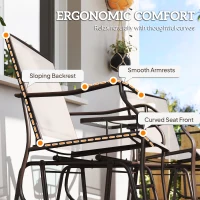Outsunny Outdoor Glider Chairs with Coffee Table, Patio 2-Seat Rocking Chair Swing Loveseat with Breathable Sling for Backyard, Garden, and Porch, Beige(m-8)
