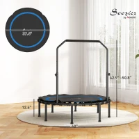 Soozier 48" Rebounder Trampoline for Adults, Foldable Mini Trampoline with Adjustable Handle Bar for Indoor Outdoor, Blue(m-3)