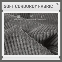 HOMCOM Modern Couch, 3 Seater Sofa, Corduroy Loveseat with Rubberwood Legs and Extra-Wide Seat, Grey(m-6)