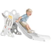 Qaba Toddler Slide Indoor for Kids 1.5-3 Years Old, Space Theme Climber Slide Playset, Grey(m-2)