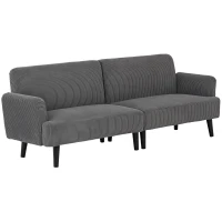 HOMCOM Modern Couch, 3 Seater Sofa, Corduroy Loveseat with Rubberwood Legs and Extra-Wide Seat, Grey(m-11)