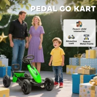 Qaba Pedal Go Kart for Kids 2-5 Years Old with Silent EVA Wheels, Metal Frame, Green(m-4)