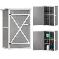 Outsunny 29.9"x21.7"x45.3" Garden Storage Shed with Asphalt Roof, Outdoor Storage Cabinet w/ Shelves, Grey(m-2)