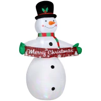 Outsunny 7FT Christmas Inflatables Snowman with Motion-Activated Music and Projector LED Light, Blow Up Inflatable Decoration(m-2)