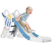 Qaba Toddler Slide Indoor for Kids 1.5-3 Years Old, Space Theme Climber Slide Playset, Blue(m-2)