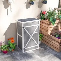 Outsunny 29.9"x21.7"x45.3" Garden Storage Shed with Asphalt Roof, Outdoor Storage Cabinet w/ Shelves, Grey(m-7)