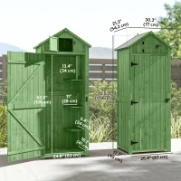 Outsunny 30" x 21" x 71" Garden Storage Shed, Outdoor Tool Utility Storage House  with 3 Tier Shelves and Roof, Green(m-3)
