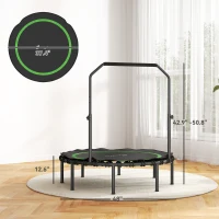 Soozier 48" Rebounder Trampoline for Adults, Foldable Mini Trampoline with Adjustable Handle Bar for Indoor Outdoor, Green(m-3)