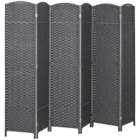HOMCOM Folding Room Divider Screen 6 Panel 5.6' Tall Privacy Screen Freestanding Room Partition for Home Office, Charcoal Gray(m-1)