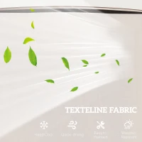 Outsunny Patio Double Glider Chair with Glass Top Center Table, Outdoor Glider Chair with High Back,  Sling Fabric for Garden, Bench, Beige(m-5)