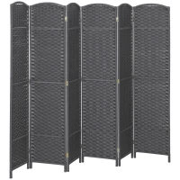HOMCOM Folding Room Divider Screen 6 Panel 5.6' Tall Privacy Screen Freestanding Room Partition for Home Office, Charcoal Gray(m-11)
