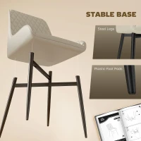 HOMCOM Upholstered Kitchen Chairs, Modern Dining Chairs Set of 4 with Diamond Tufting and Steel Legs for Dining Room, Khaki(m-6)