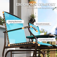 Outsunny Patio Glider Rocking Chair 2 Person Outdoor Loveseat Rocker Garden Furniture Bench, Blue(m-9)