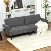 HOMCOM Modern Couch, 3 Seater Sofa, Corduroy Loveseat with Rubberwood Legs and Extra-Wide Seat, Grey(m-8)