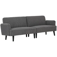 HOMCOM Modern Couch, 3 Seater Sofa, Corduroy Loveseat with Rubberwood Legs and Extra-Wide Seat, Grey(m-2)