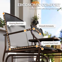 Outsunny Patio Glider Rocking Chair 2 Person Outdoor Loveseat Rocker Garden Furniture Bench, Black(m-9)